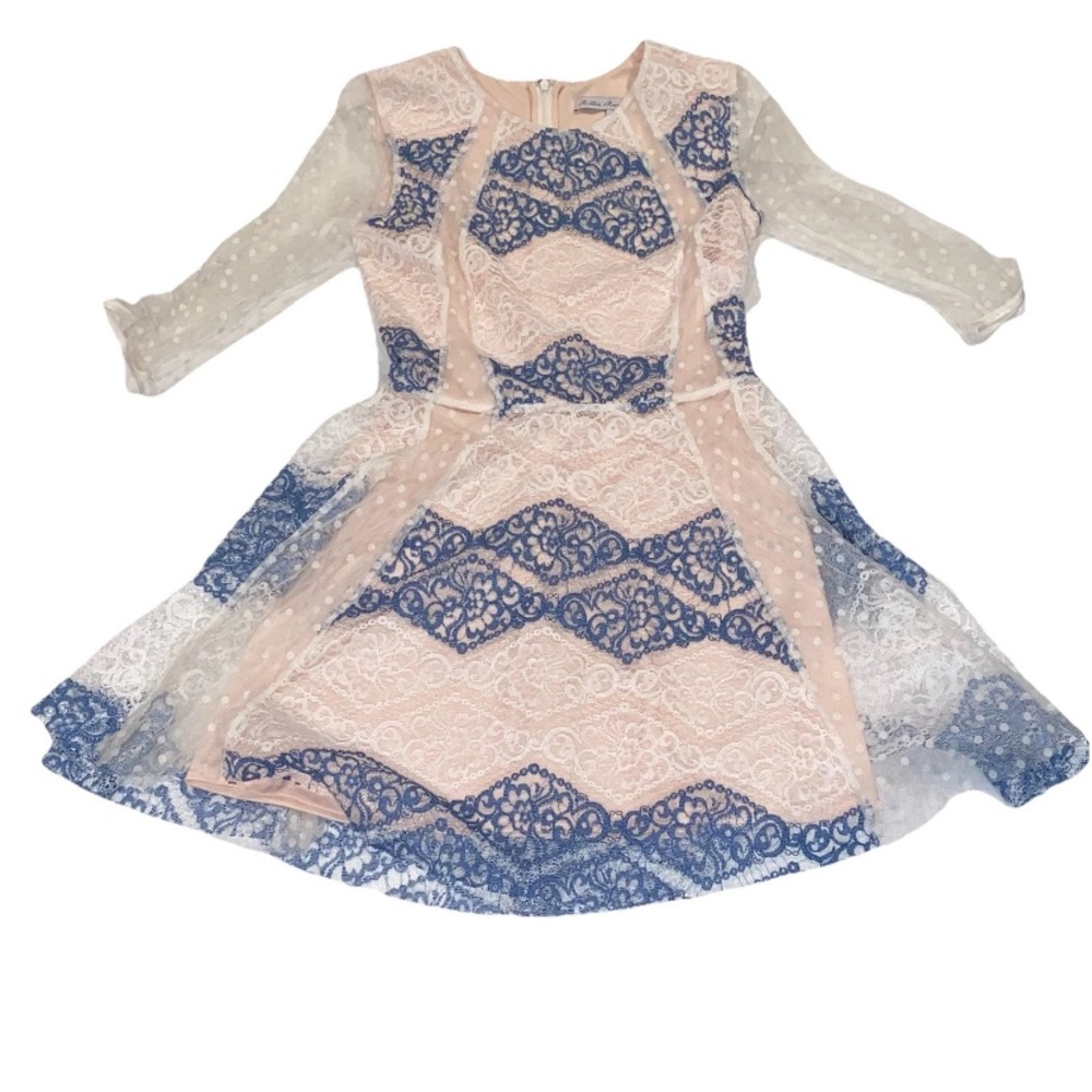 Millie Mackintosh Sheer Lace Dress Blue White Easter Spring Small 4